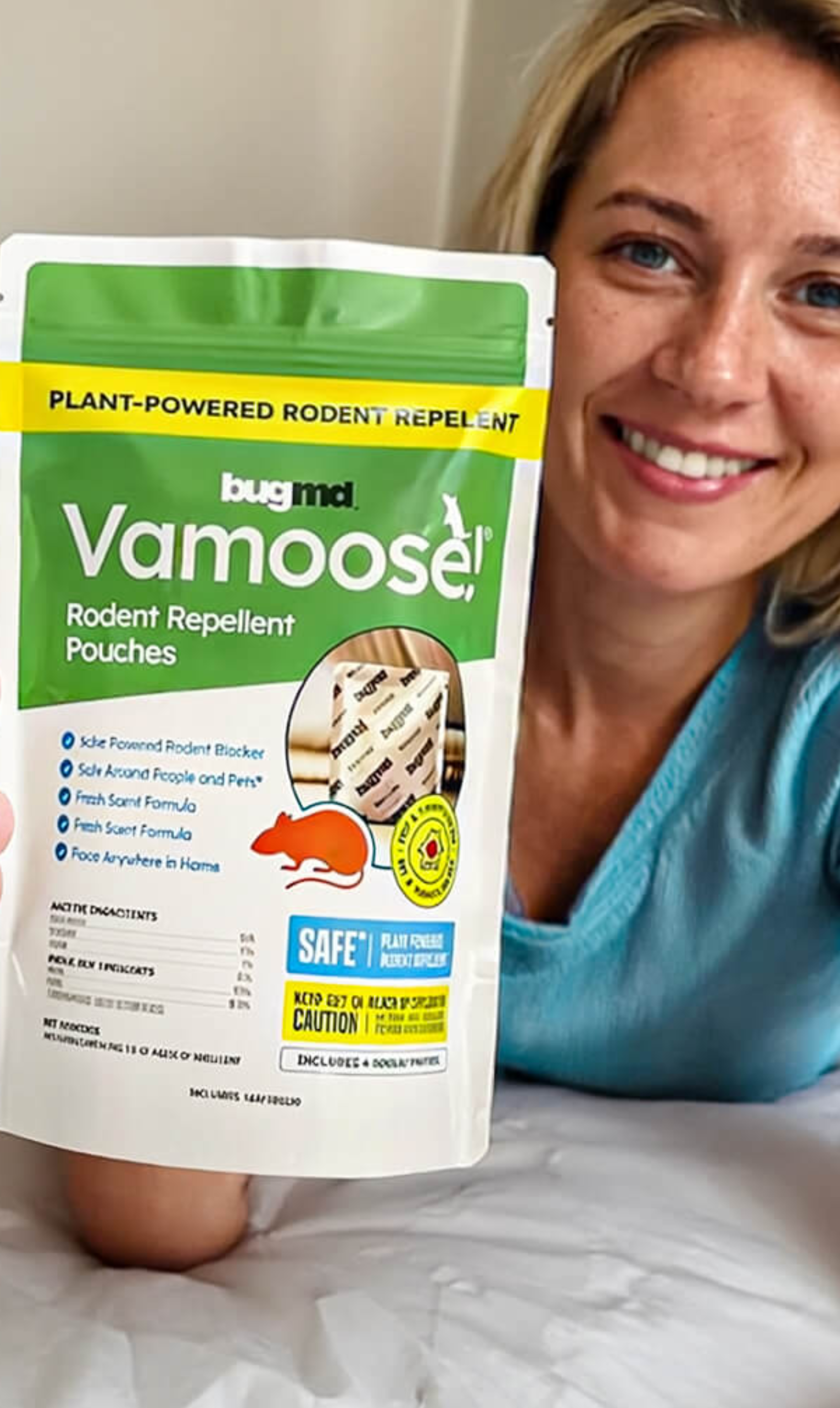 customer showing vamoose mice repellent